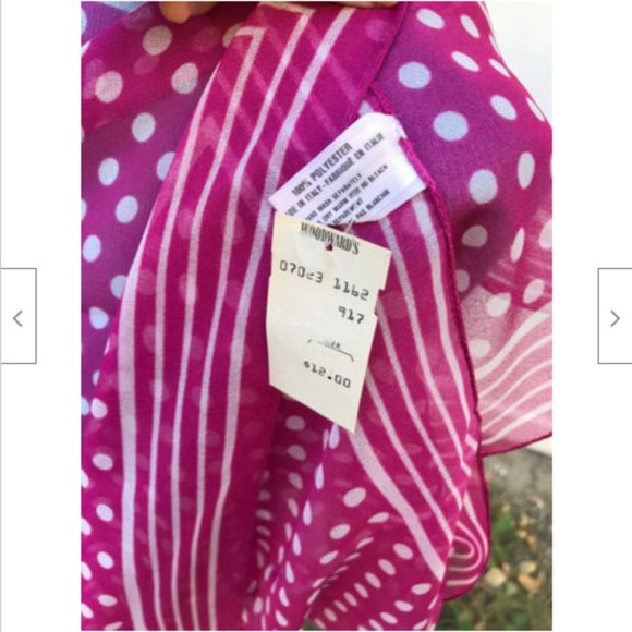 Sheer Hot Pink Polka Dot Square Scarf Vintage Emanuel Geraldo 31" Bandana Italy - Picture 4 of 5